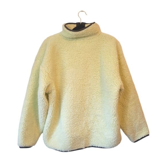 Lou & Grey Light Yellow and Olive Teddy Quarter Zip - Picture 2 of 6